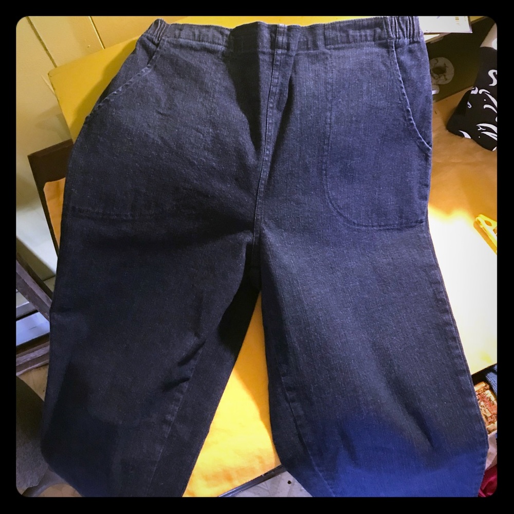Blue stretch pull-up jean pants